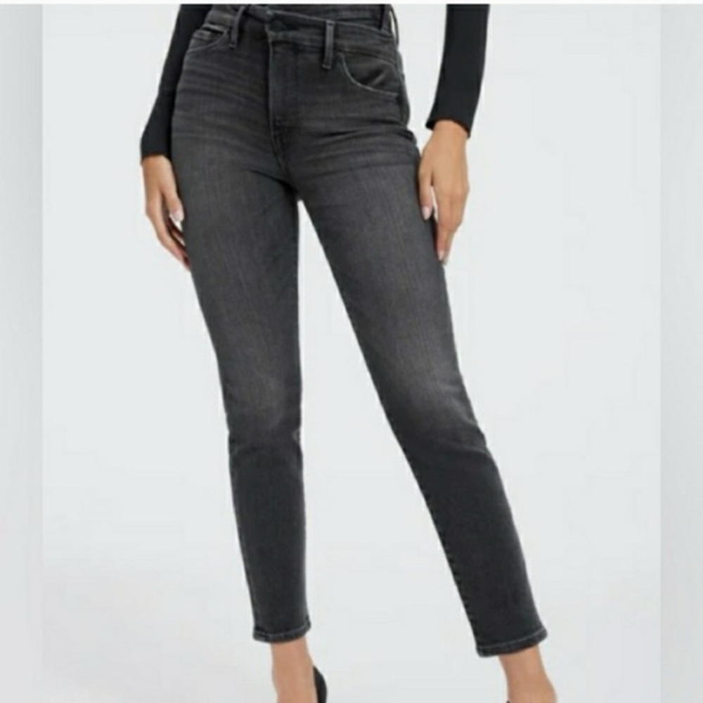 Good American Good Curve Skinny Crossover Jeans Faded Black Sz 25 NWT